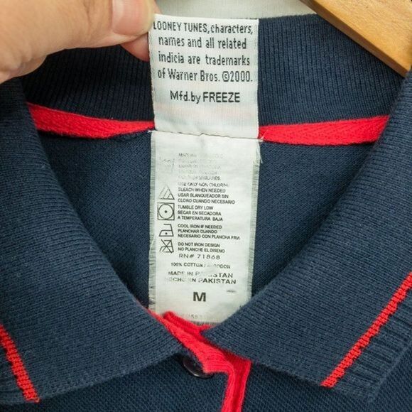 Vintage Looney Tunes TAZ Polo Collared T-Shirt FREEZE Y2K Warner Bros - Picture 5 of 7